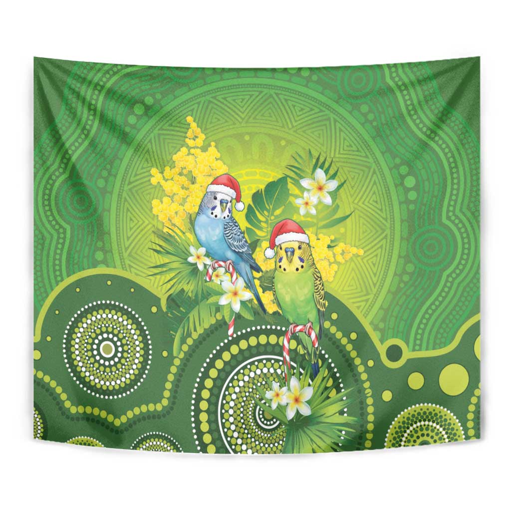 Budgerigar Australia Christmas Tapestry Budgies Golden Wattle Aboriginal Green - Aussie Hoodie