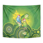 Budgerigar Australia Christmas Tapestry Budgies Golden Wattle Aboriginal Green - Aussie Hoodie