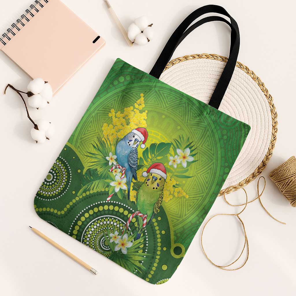 Budgerigar Australia Christmas Tote Bag Budgies Golden Wattle Aboriginal Green - Aussie Hoodie