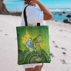 Budgerigar Australia Christmas Tote Bag Budgies Golden Wattle Aboriginal Green - Aussie Hoodie