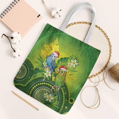 Budgerigar Australia Christmas Tote Bag Budgies Golden Wattle Aboriginal Green - Aussie Hoodie