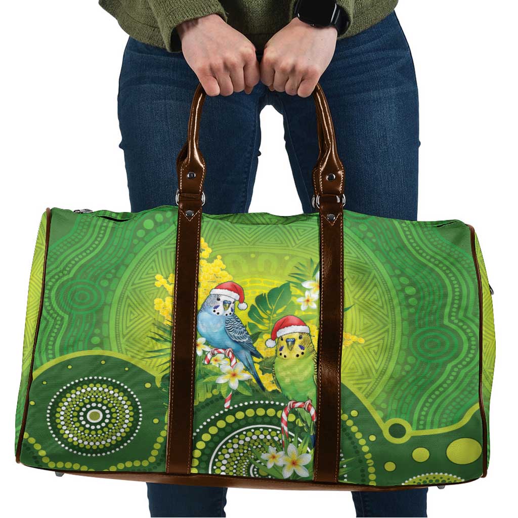 Budgerigar Australia Christmas Travel Bag Budgies Golden Wattle Aboriginal Green - Aussie Hoodie