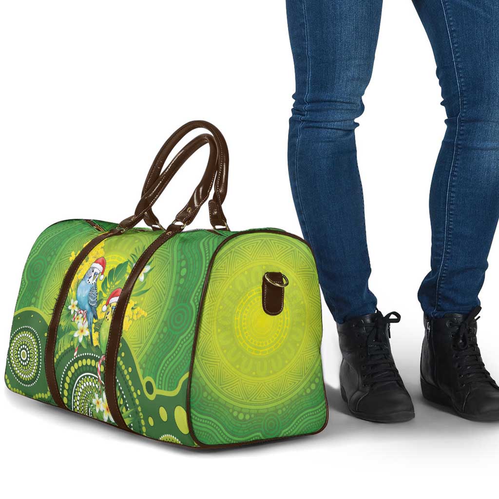Budgerigar Australia Christmas Travel Bag Budgies Golden Wattle Aboriginal Green - Aussie Hoodie