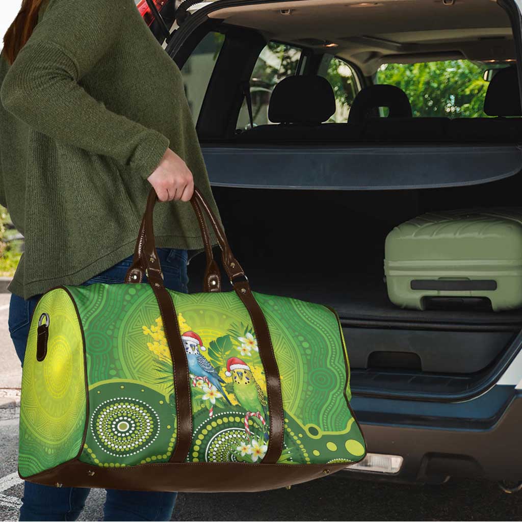 Budgerigar Australia Christmas Travel Bag Budgies Golden Wattle Aboriginal Green - Aussie Hoodie