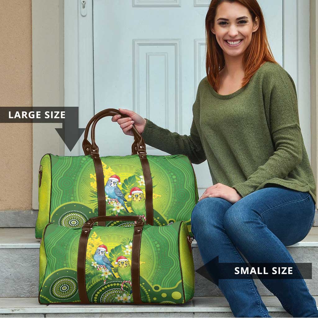 Budgerigar Australia Christmas Travel Bag Budgies Golden Wattle Aboriginal Green - Aussie Hoodie