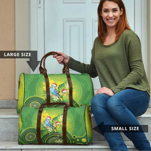Budgerigar Australia Christmas Travel Bag Budgies Golden Wattle Aboriginal Green - Aussie Hoodie