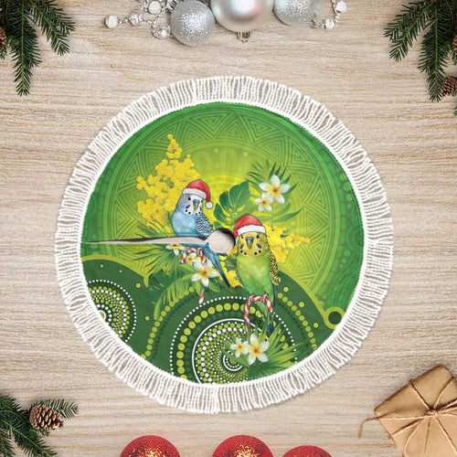 Budgerigar Australia Christmas Tree Skirt Budgies Golden Wattle Aboriginal Green - Aussie Hoodie