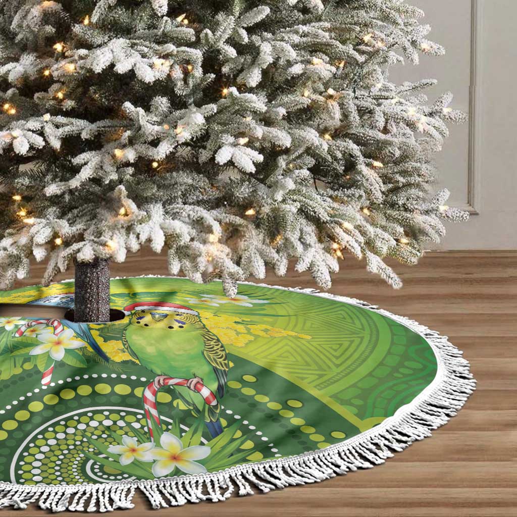 Budgerigar Australia Christmas Tree Skirt Budgies Golden Wattle Aboriginal Green - Aussie Hoodie