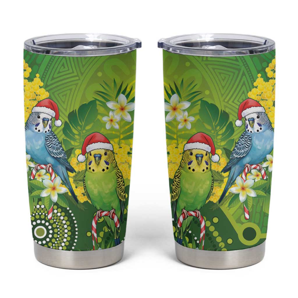 Budgerigar Australia Christmas Tumbler Cup Budgies Golden Wattle Aboriginal Green - Aussie Hoodie