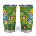 Budgerigar Australia Christmas Tumbler Cup Budgies Golden Wattle Aboriginal Green - Aussie Hoodie