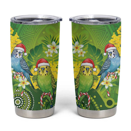 Budgerigar Australia Christmas Tumbler Cup Budgies Golden Wattle Aboriginal Green - Aussie Hoodie