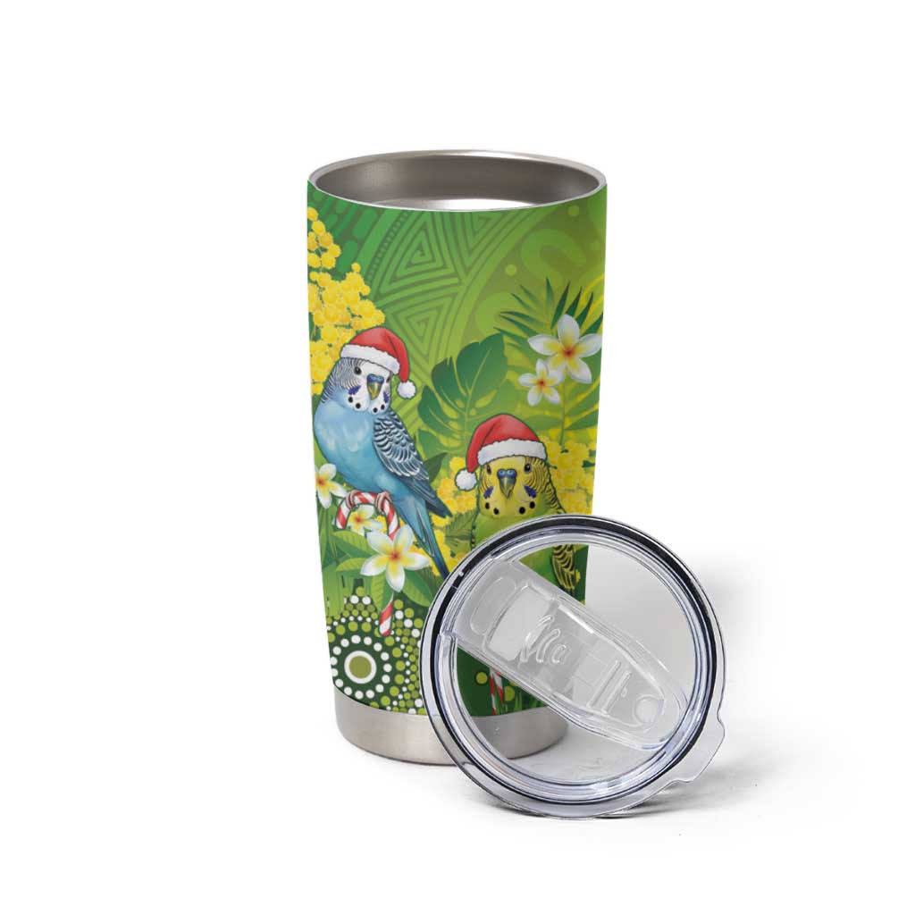 Budgerigar Australia Christmas Tumbler Cup Budgies Golden Wattle Aboriginal Green - Aussie Hoodie