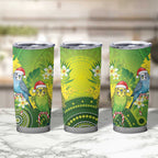 Budgerigar Australia Christmas Tumbler Cup Budgies Golden Wattle Aboriginal Green - Aussie Hoodie