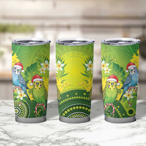 Budgerigar Australia Christmas Tumbler Cup Budgies Golden Wattle Aboriginal Green - Aussie Hoodie