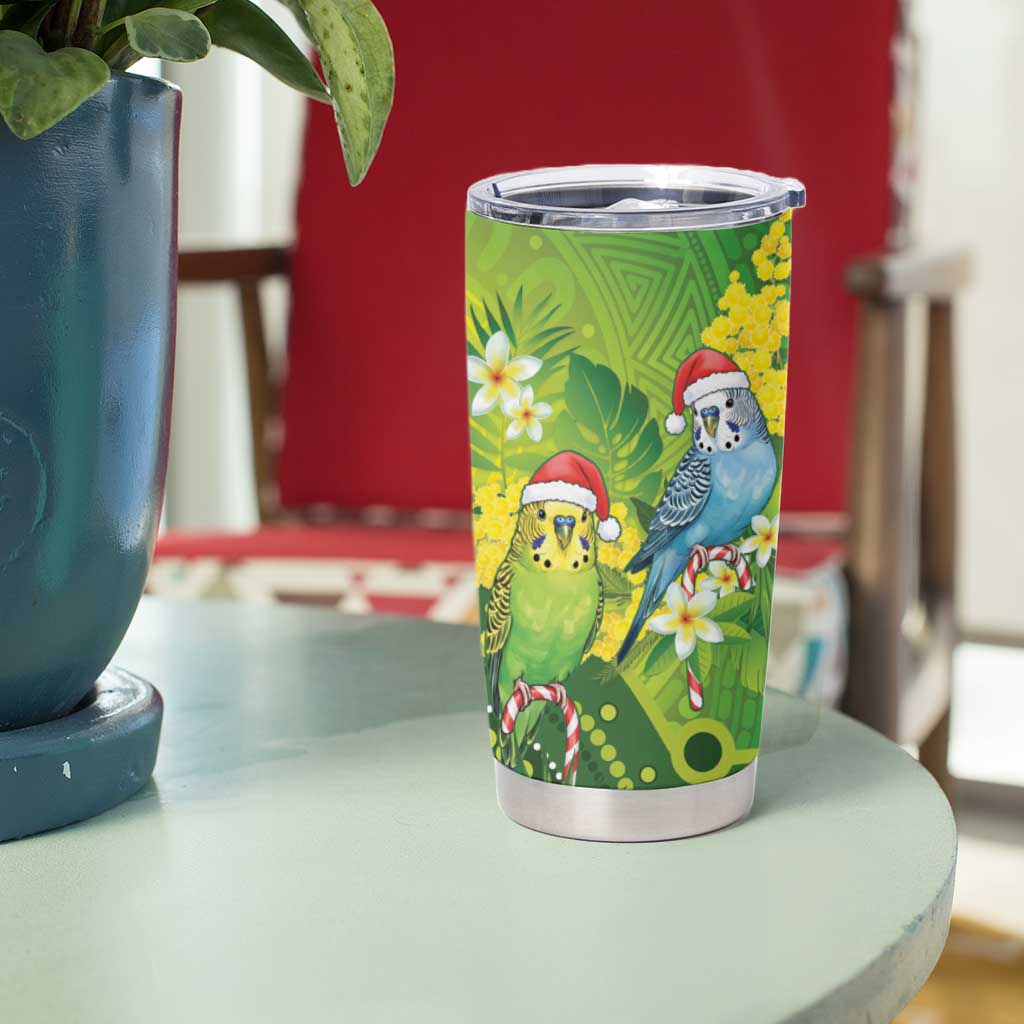 Budgerigar Australia Christmas Tumbler Cup Budgies Golden Wattle Aboriginal Green - Aussie Hoodie