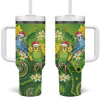 Budgerigar Australia Christmas Tumbler With Handle Budgies Golden Wattle Aboriginal Green - Aussie Hoodie
