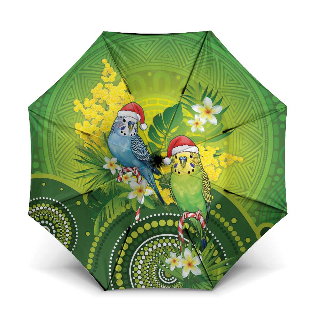 Budgerigar Australia Christmas Umbrella Budgies Golden Wattle Aboriginal Green - Aussie Hoodie