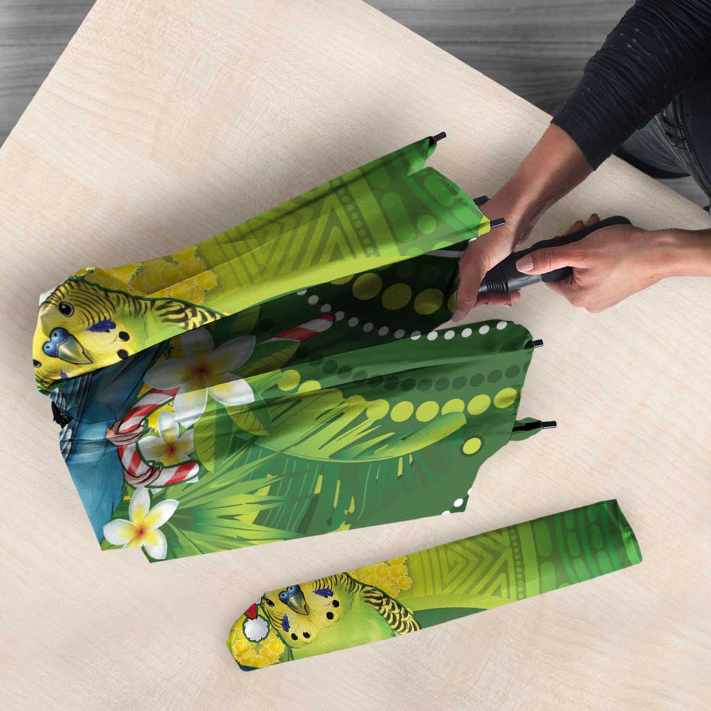 Budgerigar Australia Christmas Umbrella Budgies Golden Wattle Aboriginal Green - Aussie Hoodie