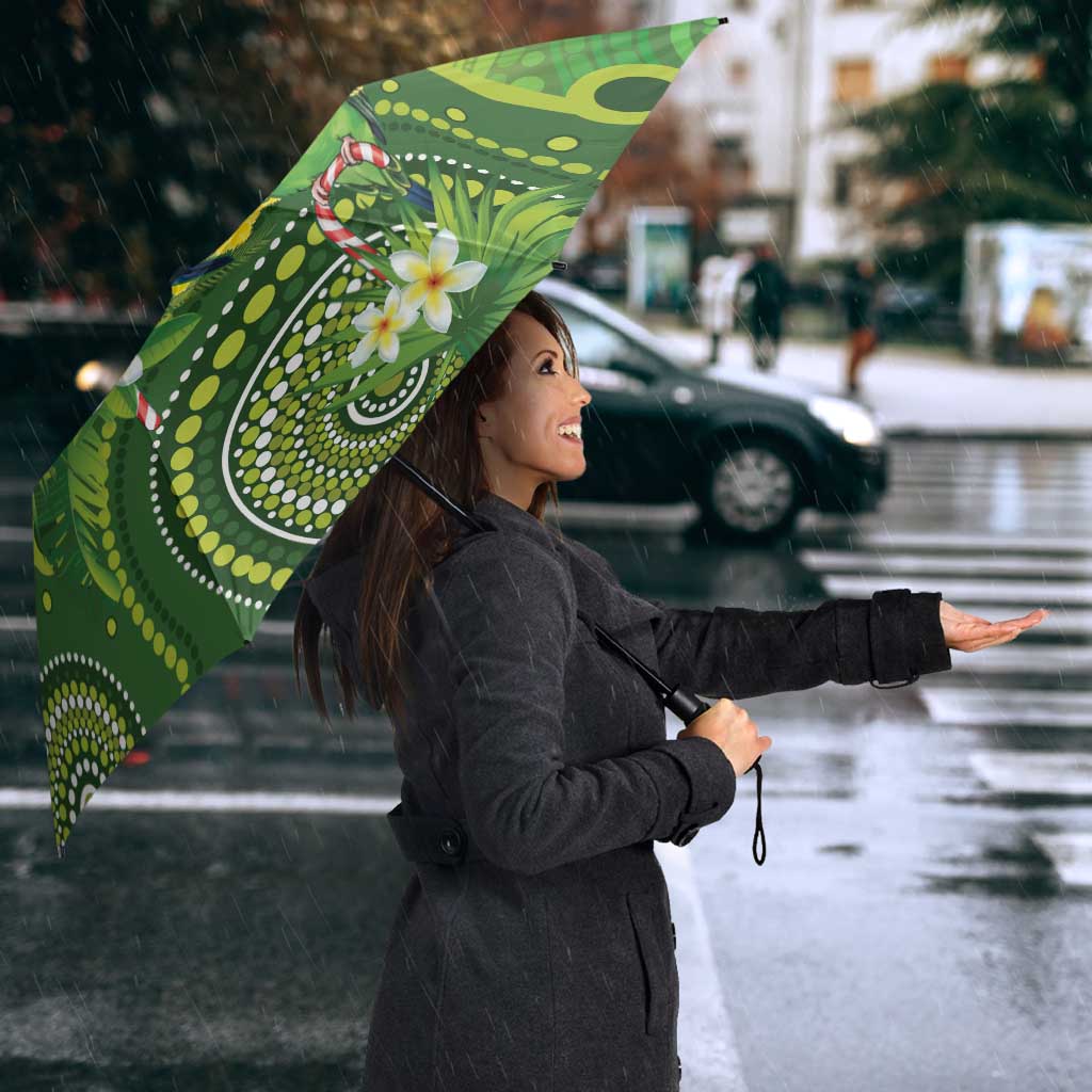 Budgerigar Australia Christmas Umbrella Budgies Golden Wattle Aboriginal Green - Aussie Hoodie