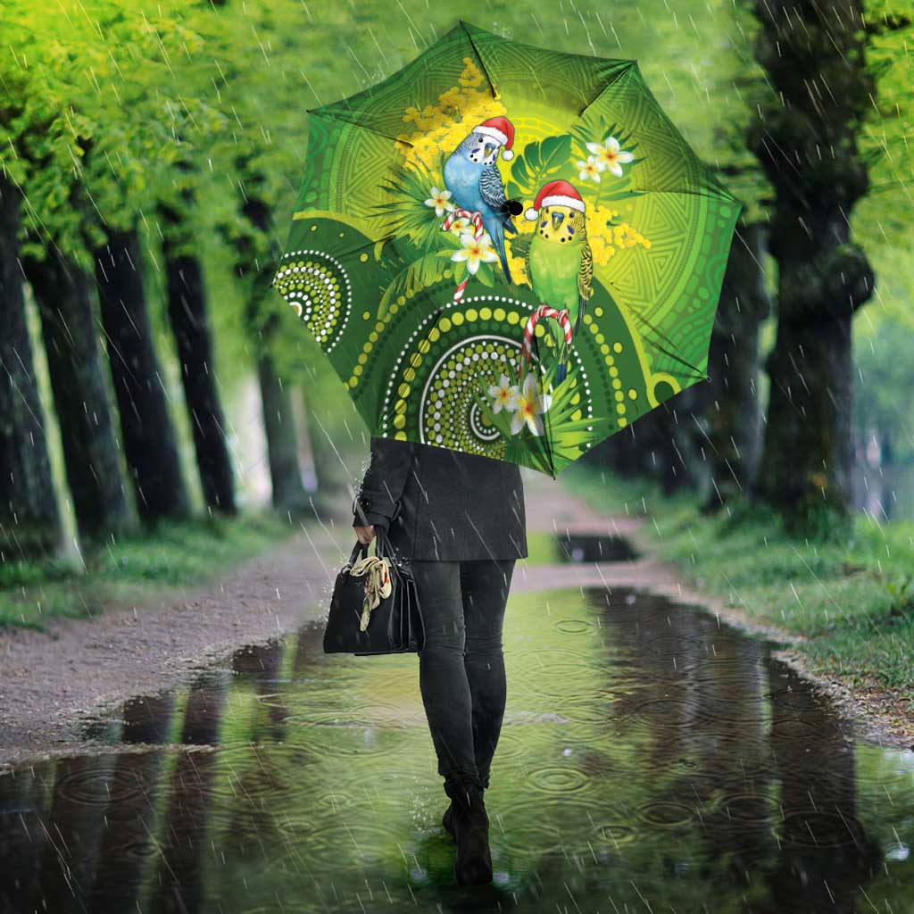 Budgerigar Australia Christmas Umbrella Budgies Golden Wattle Aboriginal Green - Aussie Hoodie