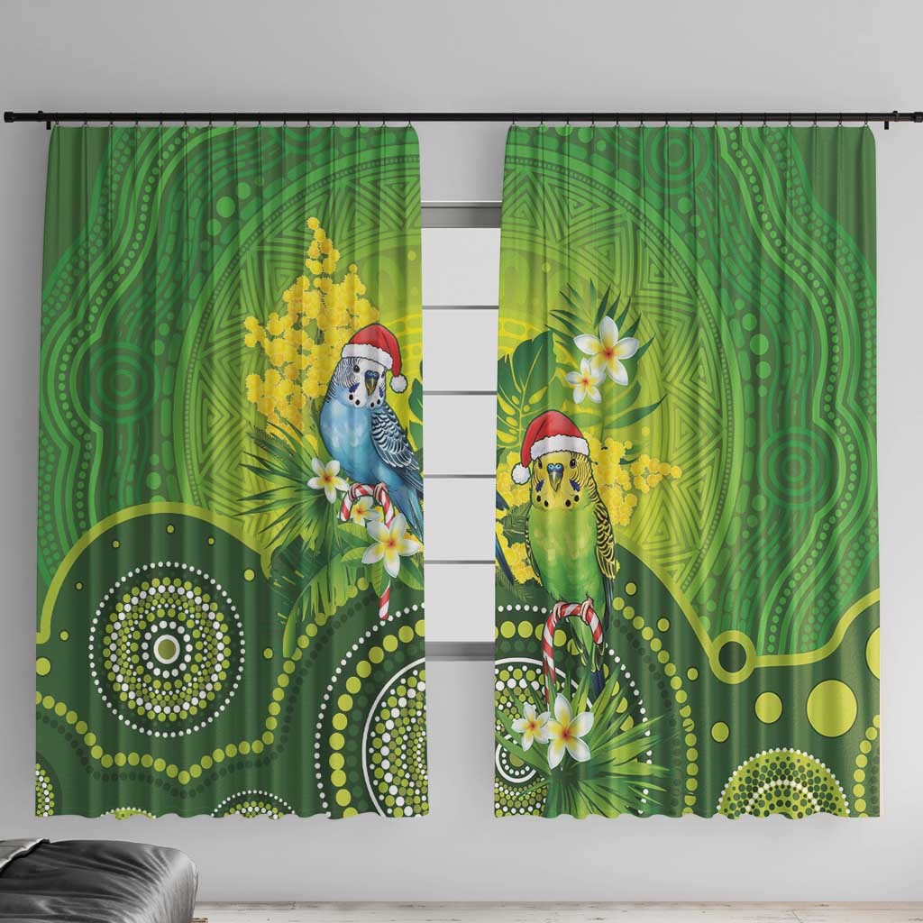 Budgerigar Australia Christmas Window Curtain Budgies Golden Wattle Aboriginal Green - Aussie Hoodie