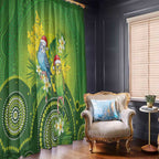 Budgerigar Australia Christmas Window Curtain Budgies Golden Wattle Aboriginal Green - Aussie Hoodie