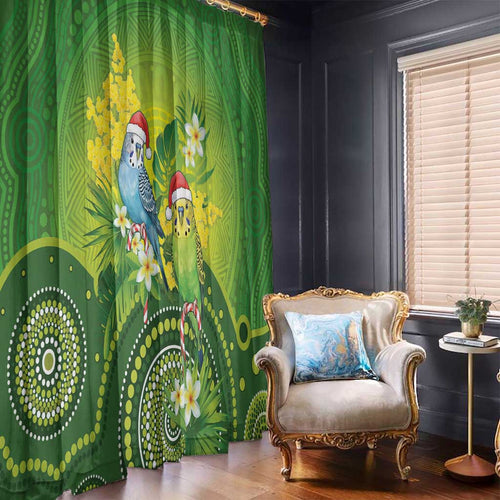 Budgerigar Australia Christmas Window Curtain Budgies Golden Wattle Aboriginal Green - Aussie Hoodie