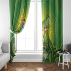 Budgerigar Australia Christmas Window Curtain Budgies Golden Wattle Aboriginal Green - Aussie Hoodie