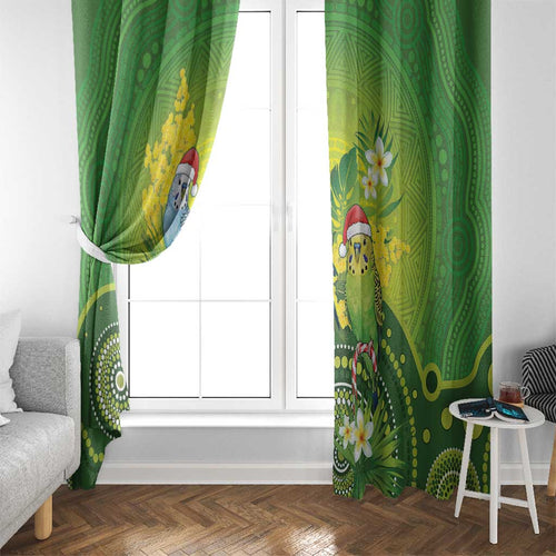 Budgerigar Australia Christmas Window Curtain Budgies Golden Wattle Aboriginal Green - Aussie Hoodie