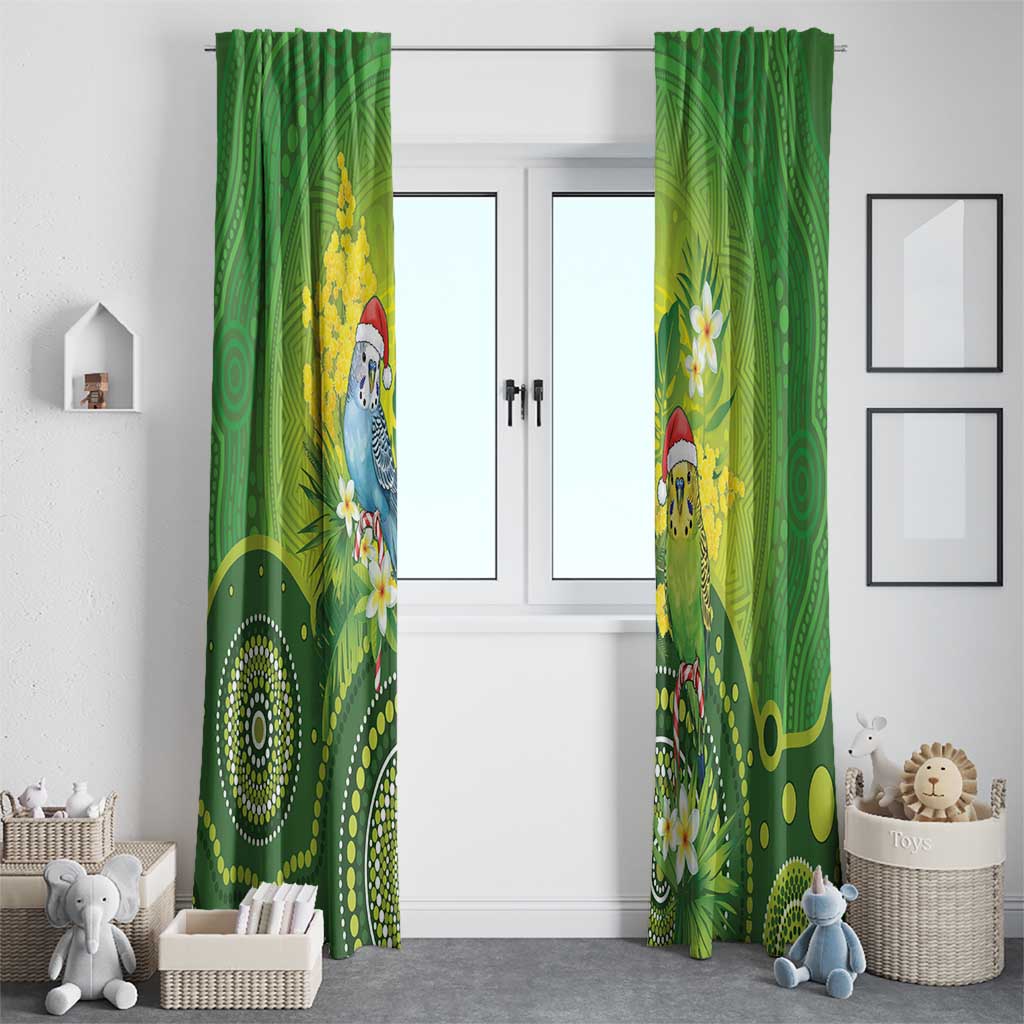 Budgerigar Australia Christmas Window Curtain Budgies Golden Wattle Aboriginal Green - Aussie Hoodie