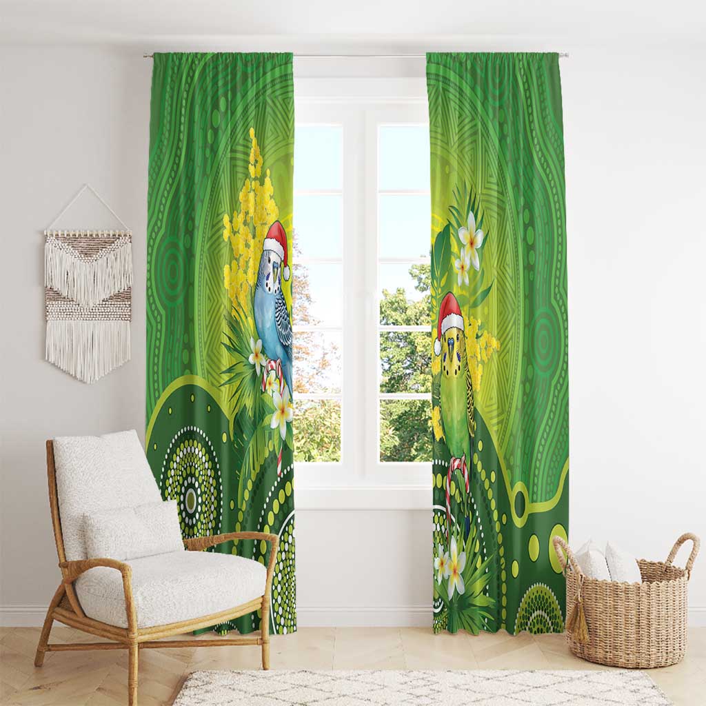 Budgerigar Australia Christmas Window Curtain Budgies Golden Wattle Aboriginal Green - Aussie Hoodie