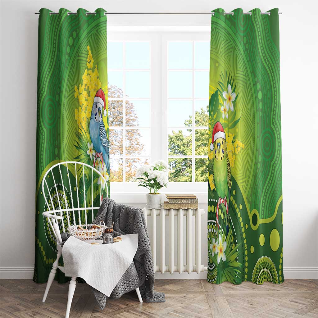 Budgerigar Australia Christmas Window Curtain Budgies Golden Wattle Aboriginal Green - Aussie Hoodie
