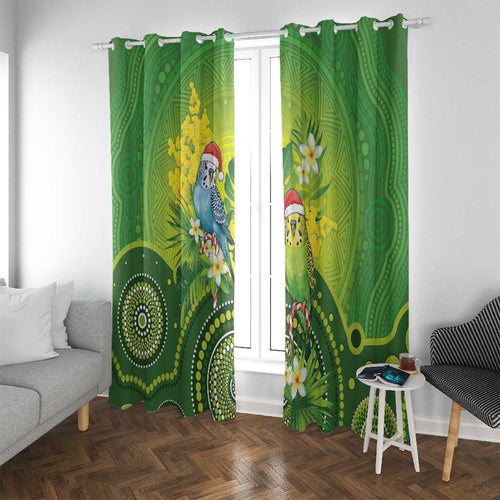 Budgerigar Australia Christmas Window Curtain Budgies Golden Wattle Aboriginal Green - Aussie Hoodie