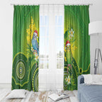 Budgerigar Australia Christmas Window Curtain Budgies Golden Wattle Aboriginal Green - Aussie Hoodie