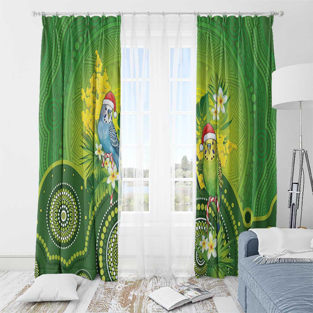 Budgerigar Australia Christmas Window Curtain Budgies Golden Wattle Aboriginal Green - Aussie Hoodie