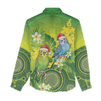 Budgerigar Australia Christmas Women Casual Shirt Budgies Golden Wattle Aboriginal Green - Aussie Hoodie