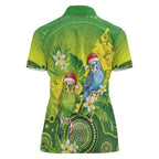 Budgerigar Australia Christmas Women Polo Shirt Budgies Golden Wattle Aboriginal Green - Aussie Hoodie