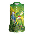 Budgerigar Australia Christmas Women Sleeveless Polo Shirt Budgies Golden Wattle Aboriginal Green - Aussie Hoodie