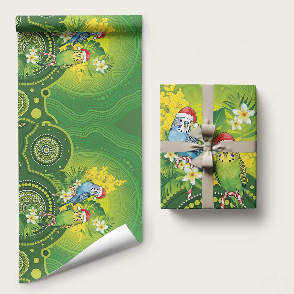 Budgerigar Australia Christmas Wrapping Paper Budgies Golden Wattle Aboriginal Green - Aussie Hoodie
