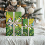 Budgerigar Australia Christmas Wrapping Paper Budgies Golden Wattle Aboriginal Green - Aussie Hoodie