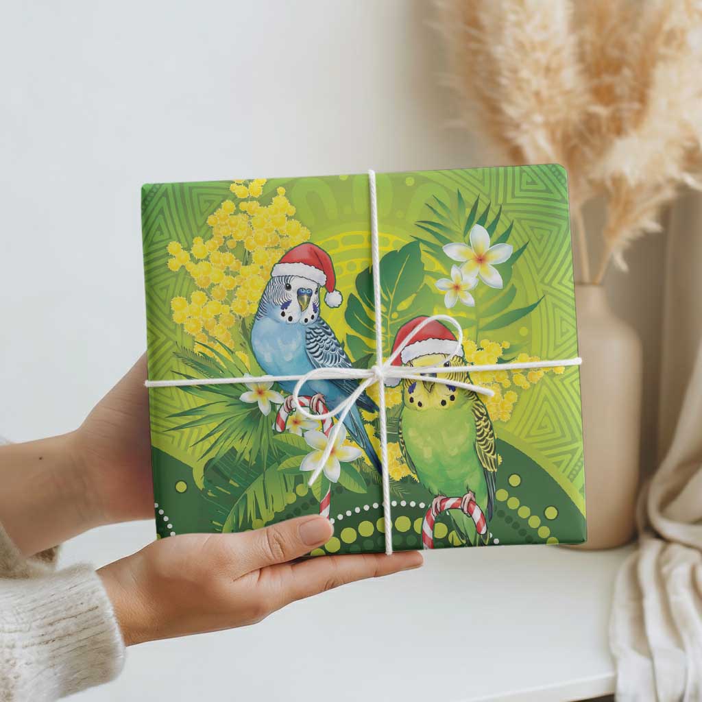 Budgerigar Australia Christmas Wrapping Paper Budgies Golden Wattle Aboriginal Green - Aussie Hoodie