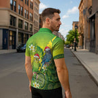 Budgerigar Australia Christmas Zipper Polo Shirt Budgies Golden Wattle Aboriginal Green - Aussie Hoodie