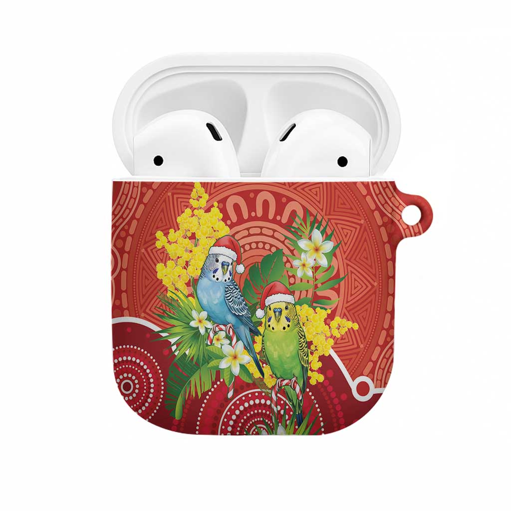 Budgerigar Australia Christmas AirPods Case Budgies Golden Wattle Aboriginal Red - Aussie Hoodie