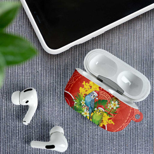 Budgerigar Australia Christmas AirPods Case Budgies Golden Wattle Aboriginal Red - Aussie Hoodie