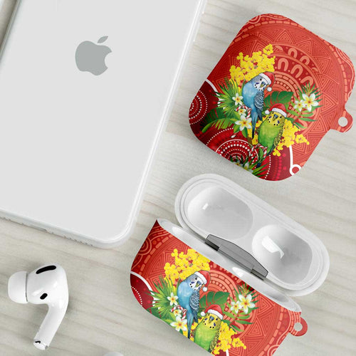 Budgerigar Australia Christmas AirPods Case Budgies Golden Wattle Aboriginal Red - Aussie Hoodie