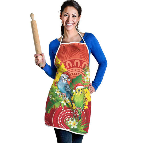 Budgerigar Australia Christmas Apron Budgies Golden Wattle Aboriginal Red - Aussie Hoodie