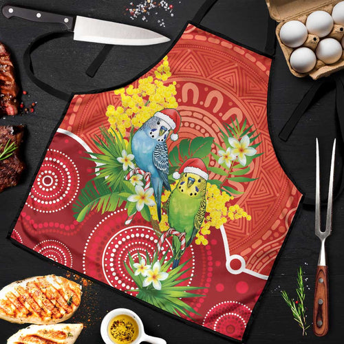 Budgerigar Australia Christmas Apron Budgies Golden Wattle Aboriginal Red - Aussie Hoodie