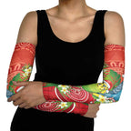 Budgerigar Australia Christmas Arm Sleeves Budgies Golden Wattle Aboriginal Red - Aussie Hoodie