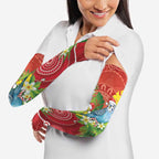 Budgerigar Australia Christmas Arm Sleeves Budgies Golden Wattle Aboriginal Red - Aussie Hoodie