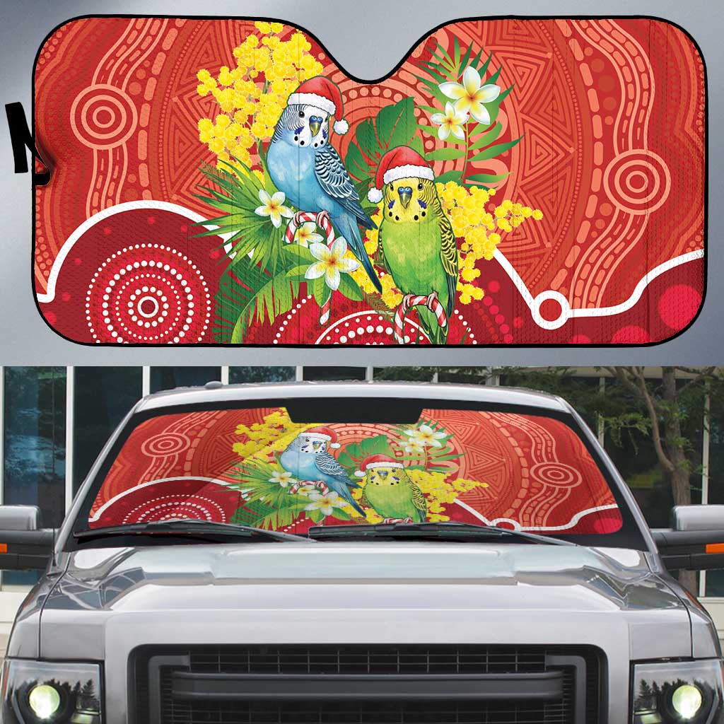 Budgerigar Australia Christmas Auto Sun Shade Budgies Golden Wattle Aboriginal Red - Aussie Hoodie